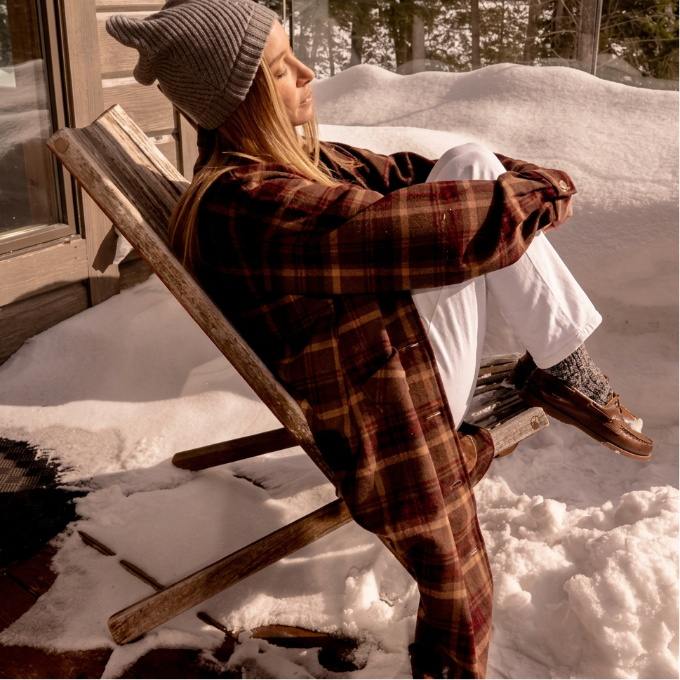 Canoe & Lake Original Lake Jacket KABIN BURGUNDY & BROWN TARTAN