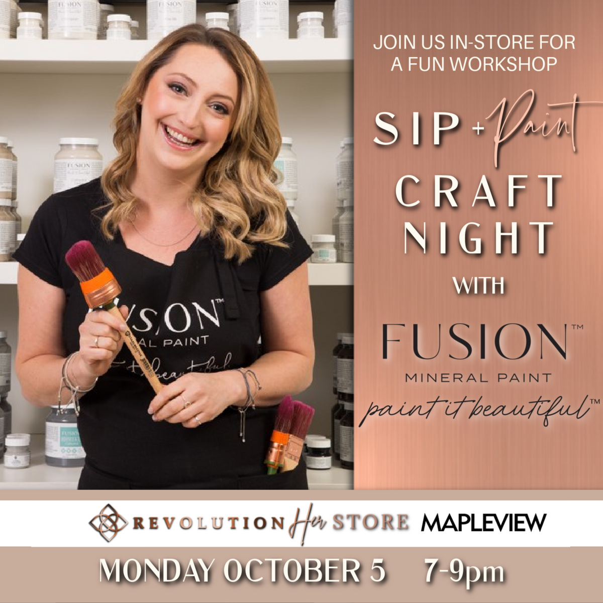 Sip & Paint Craft Night with Fusion Mineral Paint (Oct. 5, Mapleview)