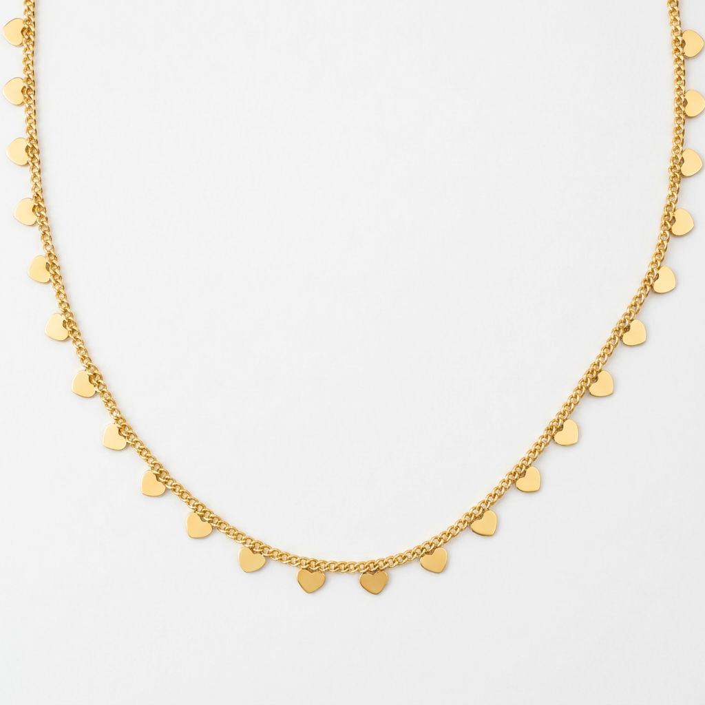 gold necklace with hearts