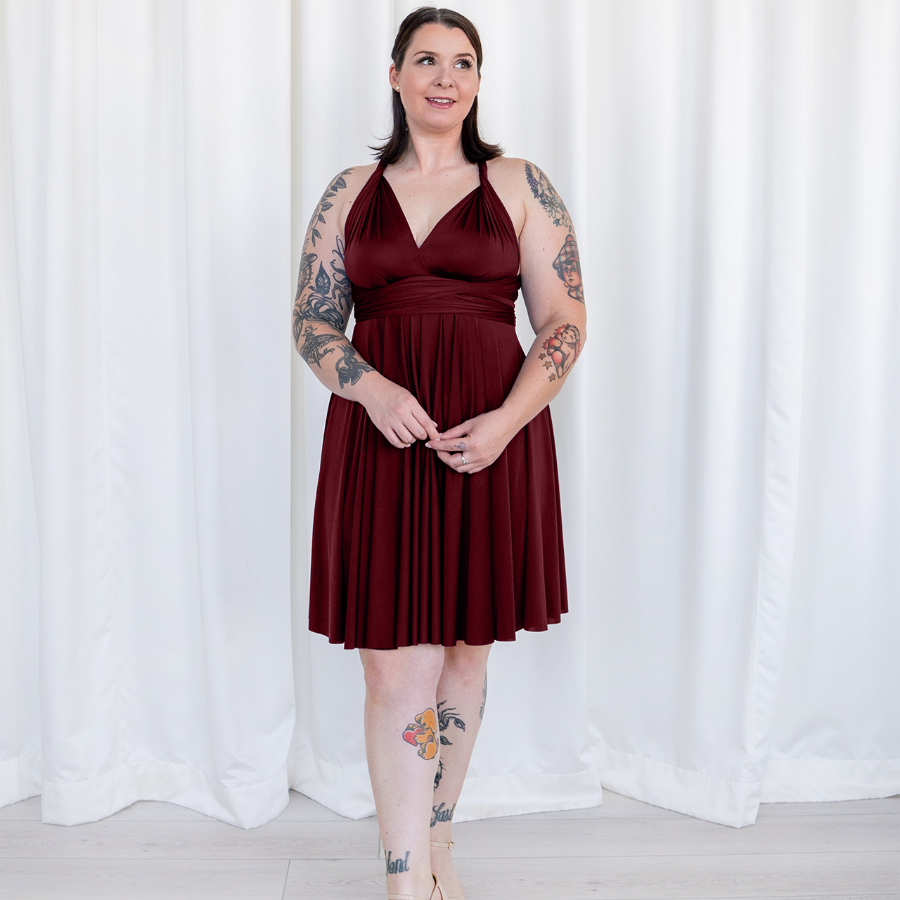 HENKAA Sakura Midi Dress - Burgundy Wine