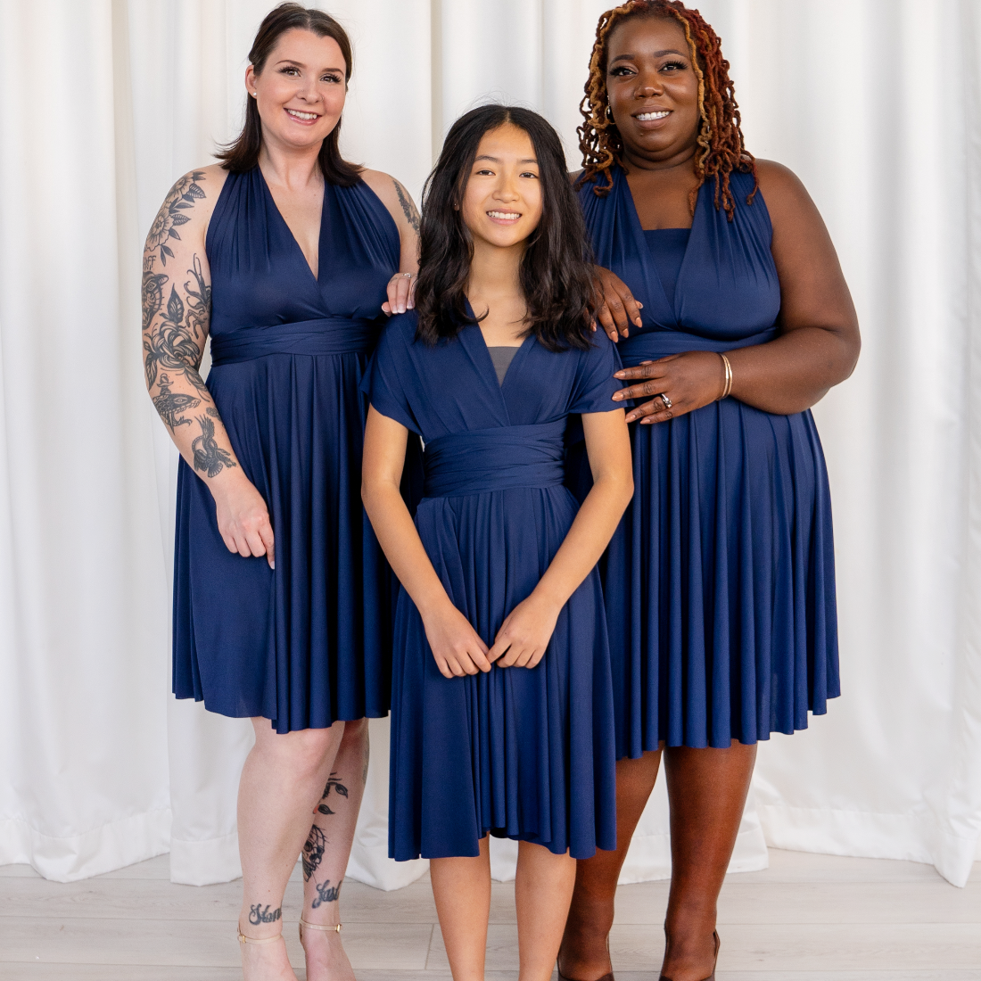 HENKAA Sakura Midi Dress - Navy Blue