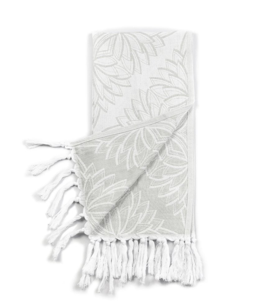 Pomp & Sass Turkish Body Towel - Horona Grey/White