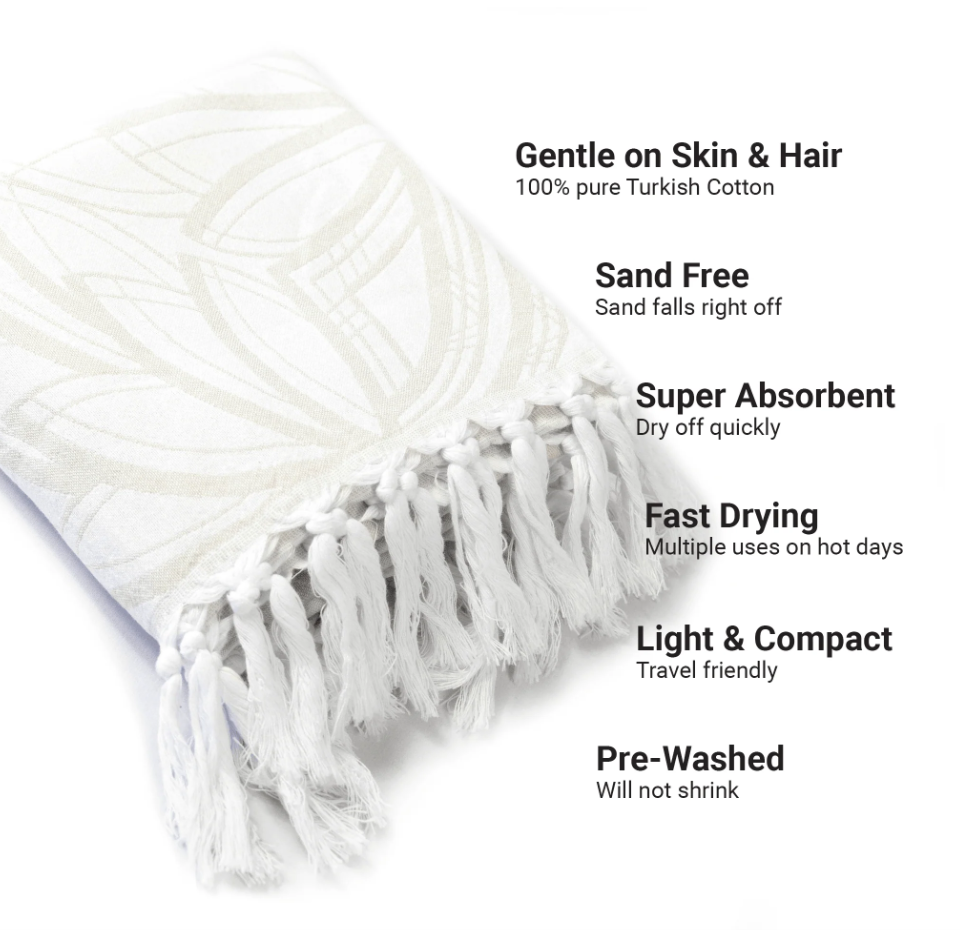 Pomp & Sass Turkish Body Towel - Horona Oat/White