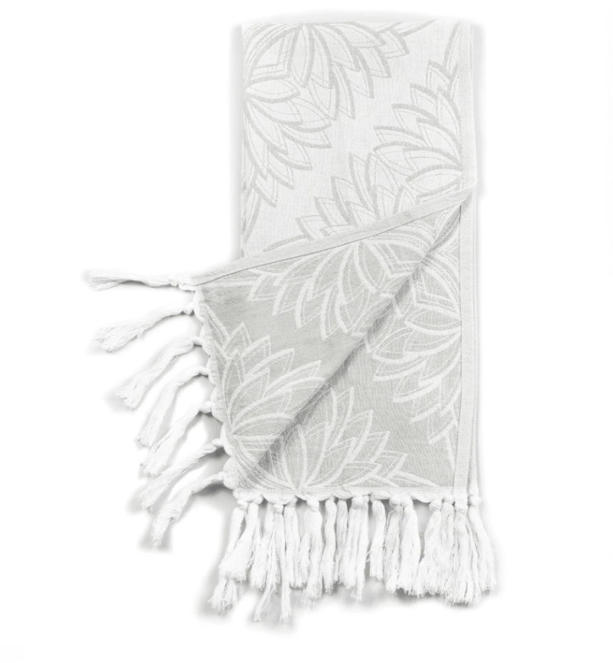 Pomp & Sass Turkish Hand Towel - Horona Grey/White