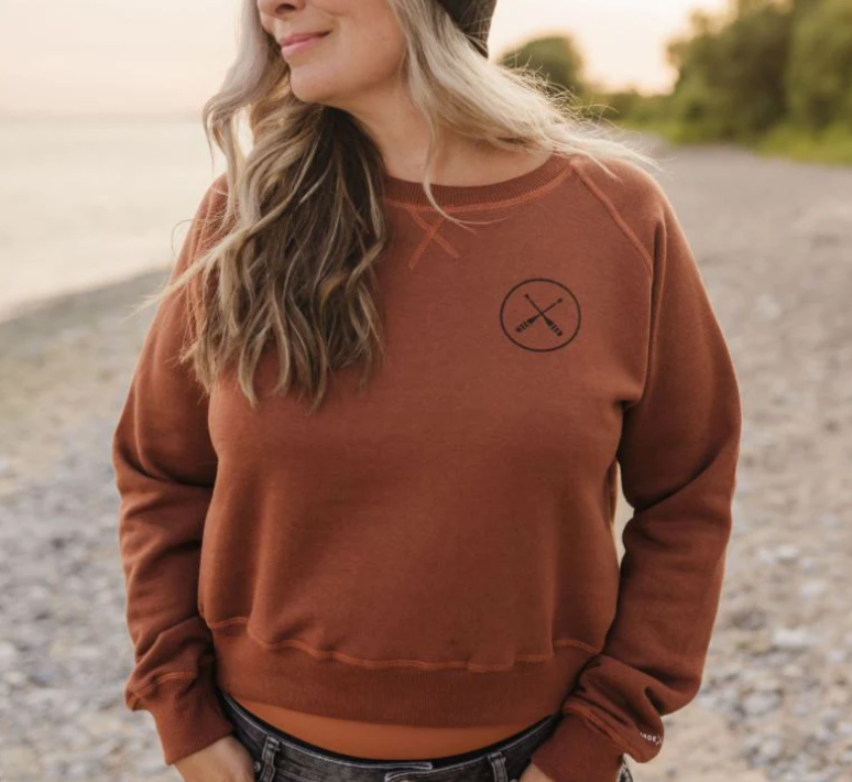 Canoe & Lake Rust Crop Crew Sweater