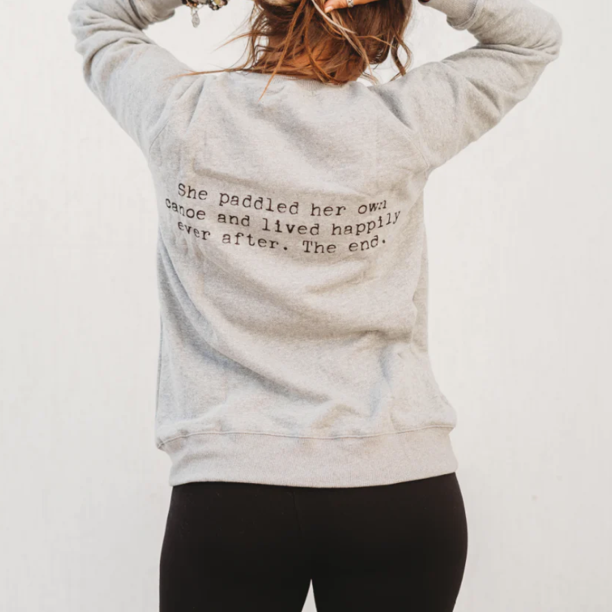 Canoe & Lake Minimalist Heathered Grey Crew Sweater