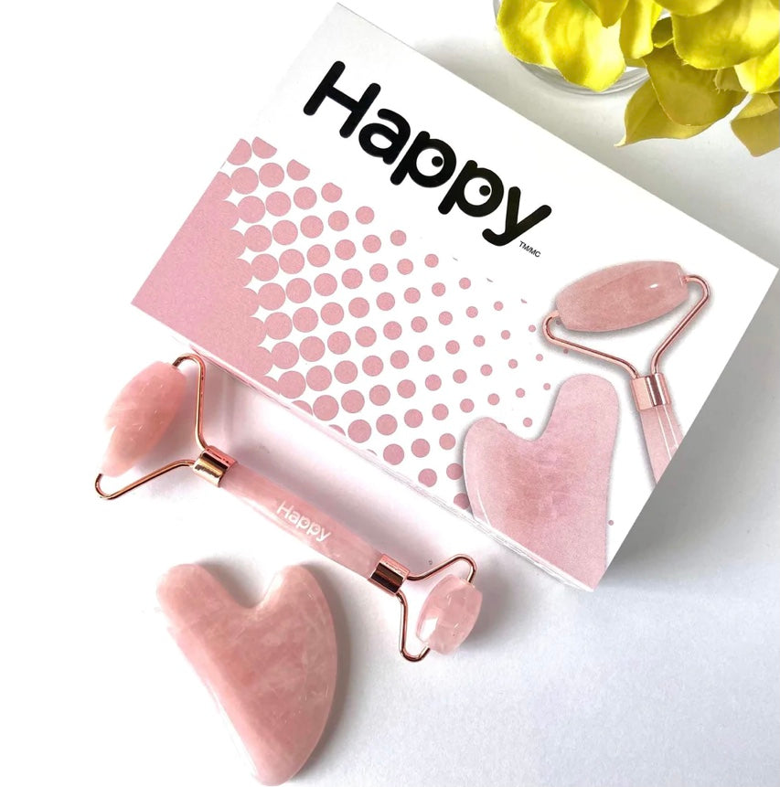 Happy Gift Set with Facial Roller and Gua Sha Heart